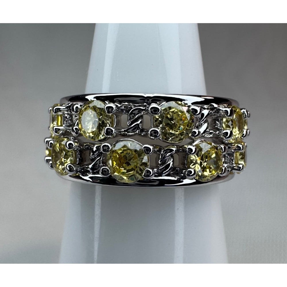 Bomb Party Ring Size 5 - RG52944 "Say It In Lights" Yellow Topaz CZ on Rhodium